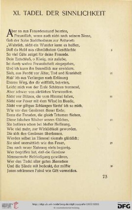 XI. Tadel der Sinnlichkeit