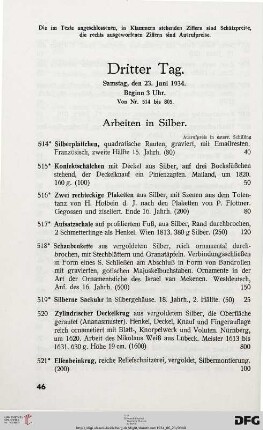 Arbeiten in Silber (Nr. 514-537)