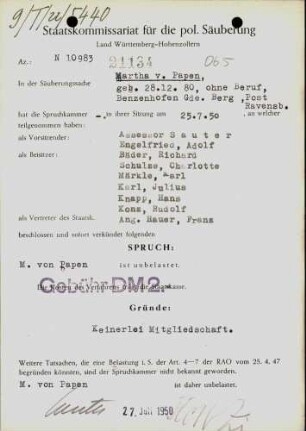 Papen, Martha von