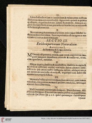 Sectio III: Ex libris parvorum Naturalium