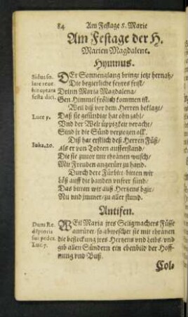 Am Festage der H. Marien Magdalene.