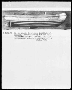 Dienstfahrzeug für das Wasserbauamt Norden "Juist", 1913/1914, Halbmodell, Junge-Verzeichnis Nr. 24