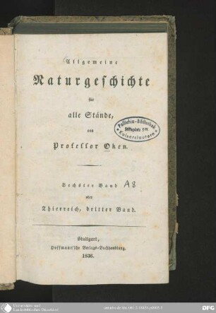 6 Thierreich, Bd. 3: Allgemeine Naturgeschichte für alle Stände