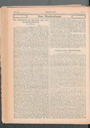Wirtschaftlicher Monatsbericht : März 1922 ; [Im Volksstaat]