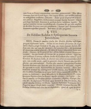 §. VIII. De Fidelibus Ecclesiæ & Episcoporum Saxoniæ Jurisdictione.