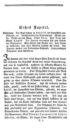 Des Grafen Beniowski Reisen durch Sibirien und Kamtschatka über Japan und China nach Europa - Erster Abschnitt: Reise durch Sibirien, und Aufenthalt in Kamtschatka.