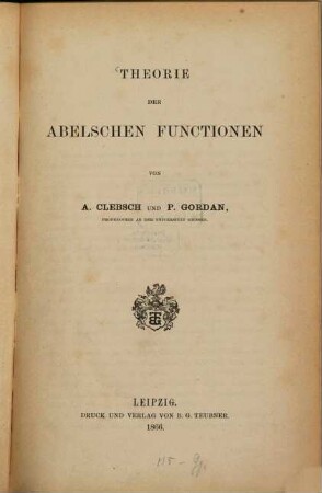 Theorie der Abelschen Functionen