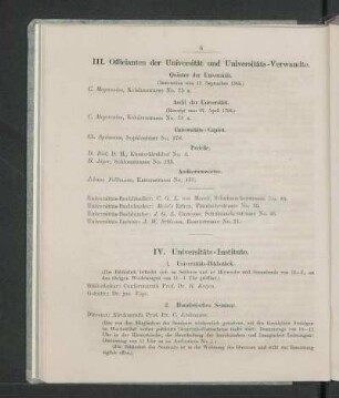 III. Officianten der Universität und Universitäts-Verwandte.