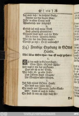 84) Freudige Ergebung in Gottes Hände.