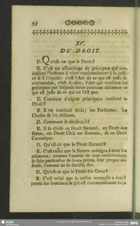 XV. Du Droit