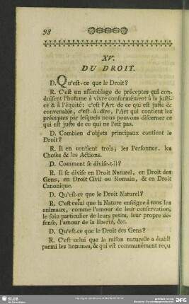 XV. Du Droit
