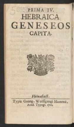 Prima IV. Hebraica Geneseos Capita