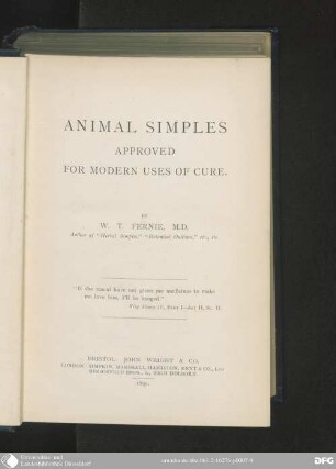 Animal Simples approved for modern Uses of Cure