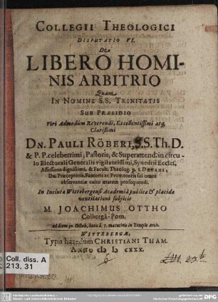 6: De libero hominis arbitrio
