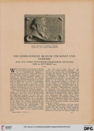 Das hamburgische Museum für Kunst und Gewerbe: zum Tage seines fünfundzwanzigjährigen Bestehens, dem 30. September 1902