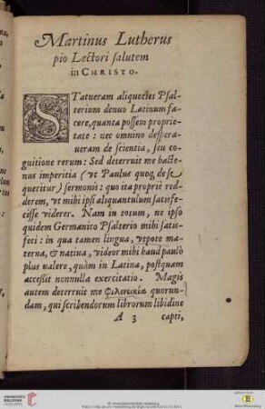 Martinus Lutherus pio Lectori salutem in Christo