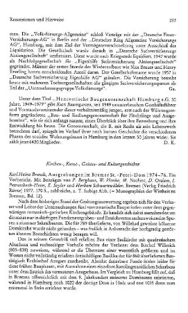 Brandt, Karl Heinz :: Ausgrabungen im Bremer St. -Petri - Dom 1974 - 76, ein Vorbericht, mit Beiträgen von P. Berhaus, W. Henke, M. Nockert, (Monographien der Wittheit zu Bremen, 12) : Bremen, Röver, 1977