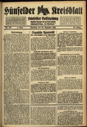 Zweite Ausgabe vom Samstag, den 24. Dezember 1932.