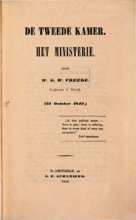 De tweede kamer : Het ministerie