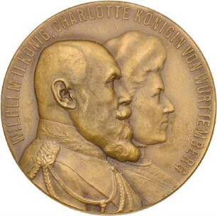 Medaille von Mayer & Wilhelm auf die Silberhochzeit von König Wilhelm II. und Königin Charlotte von Württemberg