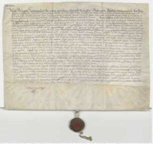 Philipp Sigismund, postulierter Bischof von Verden und Osnabrück, transsumiert eine Präsentation der Bürgermeister und Ratsmannen und verleiht dem Dr. Leonhard Elver die durch den Tod des Joh. Chuden erledigte Propstei von St. Johannis [lat].