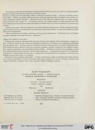 20: Wystawa Ruiny Warszawy : rysunki, akwarele, gwasze - katalog wystawy : Muzeum Norodowe w Warszawie (przedruk)