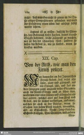 XIX. Cap. Von der Arth, wie man den Firniß poliret