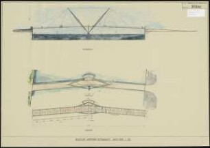 Brücke Schinkelwettbewerb 1991: Seitenansicht, Draufsicht, Untersicht 1:200