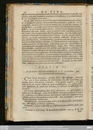 Sectio VI. An sit aliqua evidentia credibilitatis in iis veritatibus, quae Fide supernaturali credi debent.