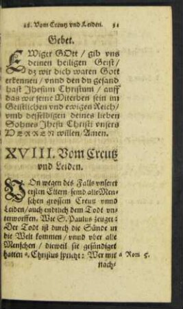XVIII. Vom Creutz und Leiden.