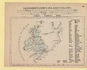 Grossbritannien-Irland (England). Grenzen, Gewässer, Städte
