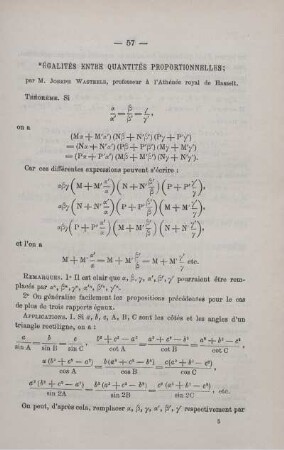 ÉGALITÉS ENTRE QUANTITÉS PROPORTIONNELLES.