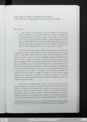 The Great Family Aghas Of Turkey: A Study Of A Changing Political Culture