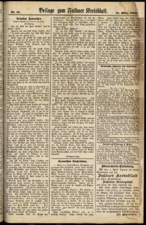 Zweite Ausgabe vom Donnerstag, den 25. März 1886.