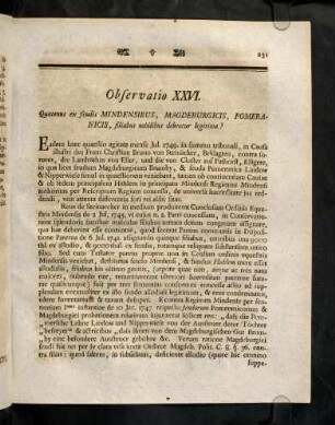 231-240, Observatio XXVI - XXX
