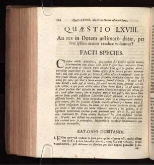 Quæstio LXVIII. An res in dotem æstimatò datæ, per hoc ipsum marito venditæ videantur?