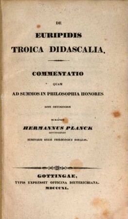 De Euripidis Troica didascalia Commentatio