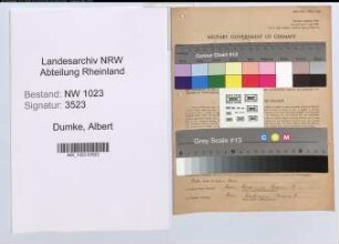 Entnazifizierung Albert Dumke , geb. 14.04.1901 (Finanzangest.)