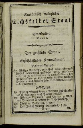 Kurfürstlich mainzischer Eichsfelder Staat.