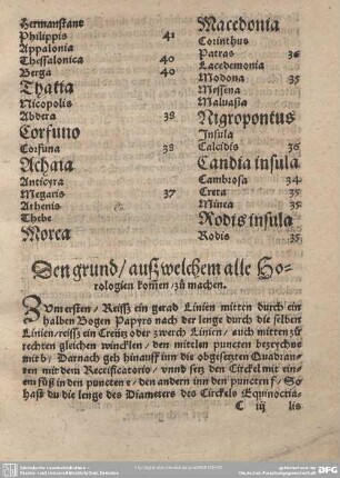 Den grund/ auß welchem alle Horologien kommen/ zu machen.