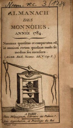 Almanach des monnoies : année ... 1784, 1784
