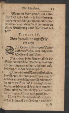 Titulus IV. Von Succession und Erbe der Lehn.