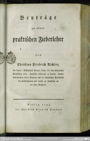 Beyträge zu einer praktischen Fieberlehre
