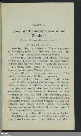 Kapitel IV. Eier und Eierspeisen ohne Zucker
