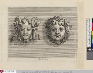 [Zwei Köpfe als Maskaronen; Deux têtes destinées à servir de mascarons]