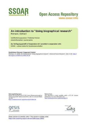 An introduction to "doing biographical research"