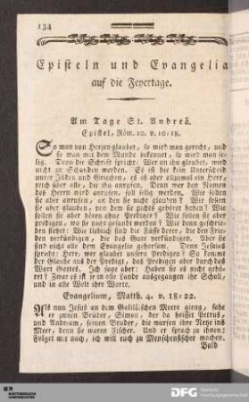 Episteln und Evangelia auf die Feyertage.