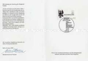 Schmuckblatt mit Sonderbriefmarke und -stempel zum 300. Jahrestag der Gründung des Königreichs Preußen