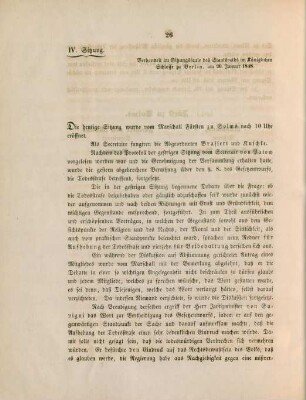 IV. Sitzung. Verhandelt ... zu Berlin, am 20. Januar 1848