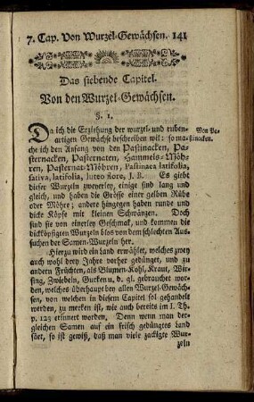 Das siebende Capitel. Von den Wurzel-Gewächsen.